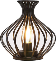 8" Black Metal Pierced Novelty Desk Lamp With Novelty Shade
