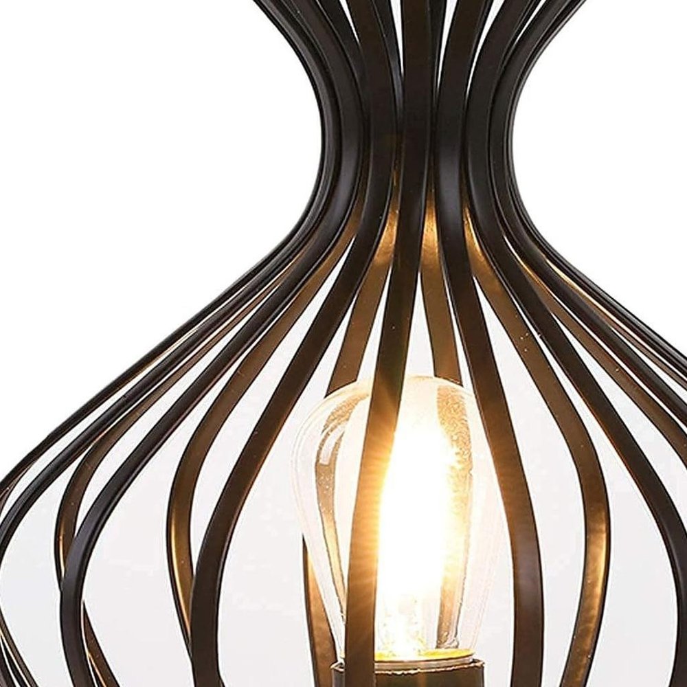 8" Black Metal Pierced Novelty Desk Lamp With Novelty Shade