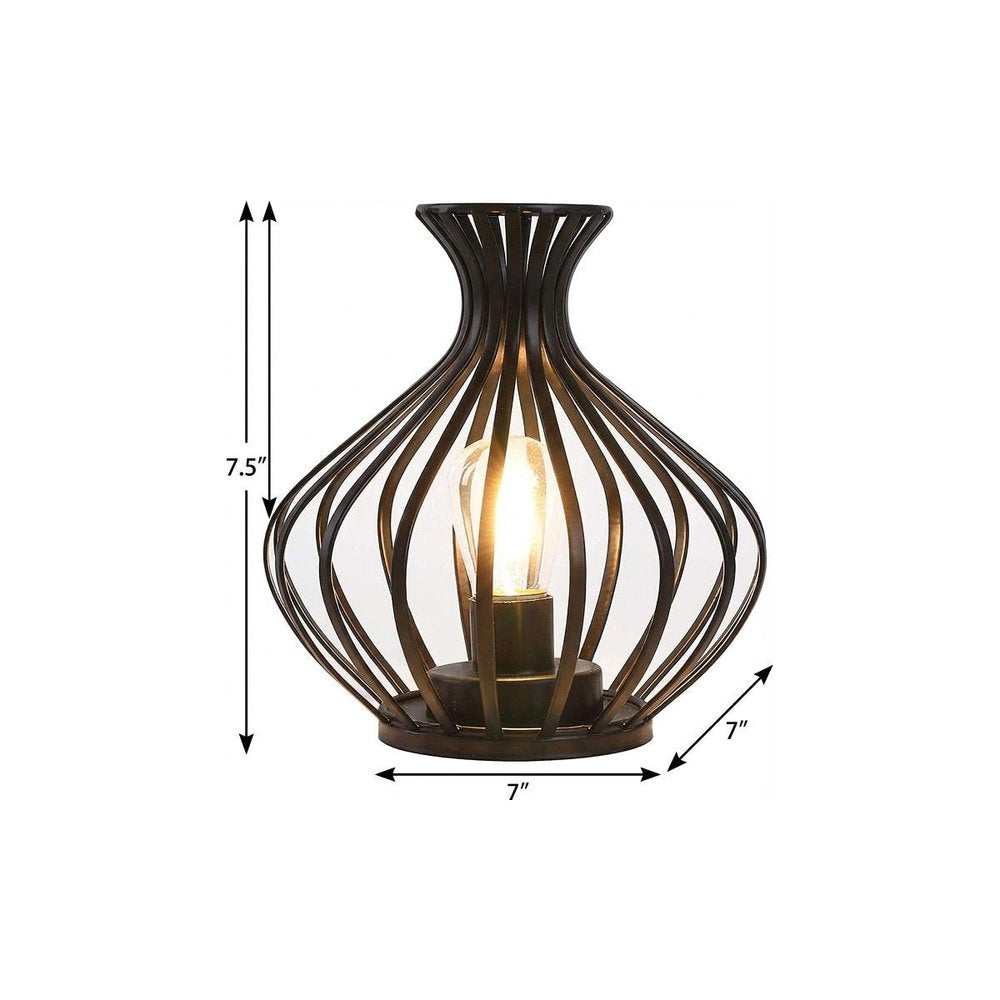 8" Black Metal Pierced Novelty Desk Lamp With Novelty Shade