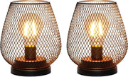 7" Brown Metal Pierced Novelty Desk Lamp With Novelty Shade