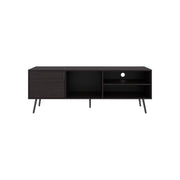 63" Black Wood Enclosed and Open Storage Entertainment Center