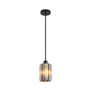 Ash Gray Crystal and Metal Mercury Glass Flush Chandelier With Gold Shades