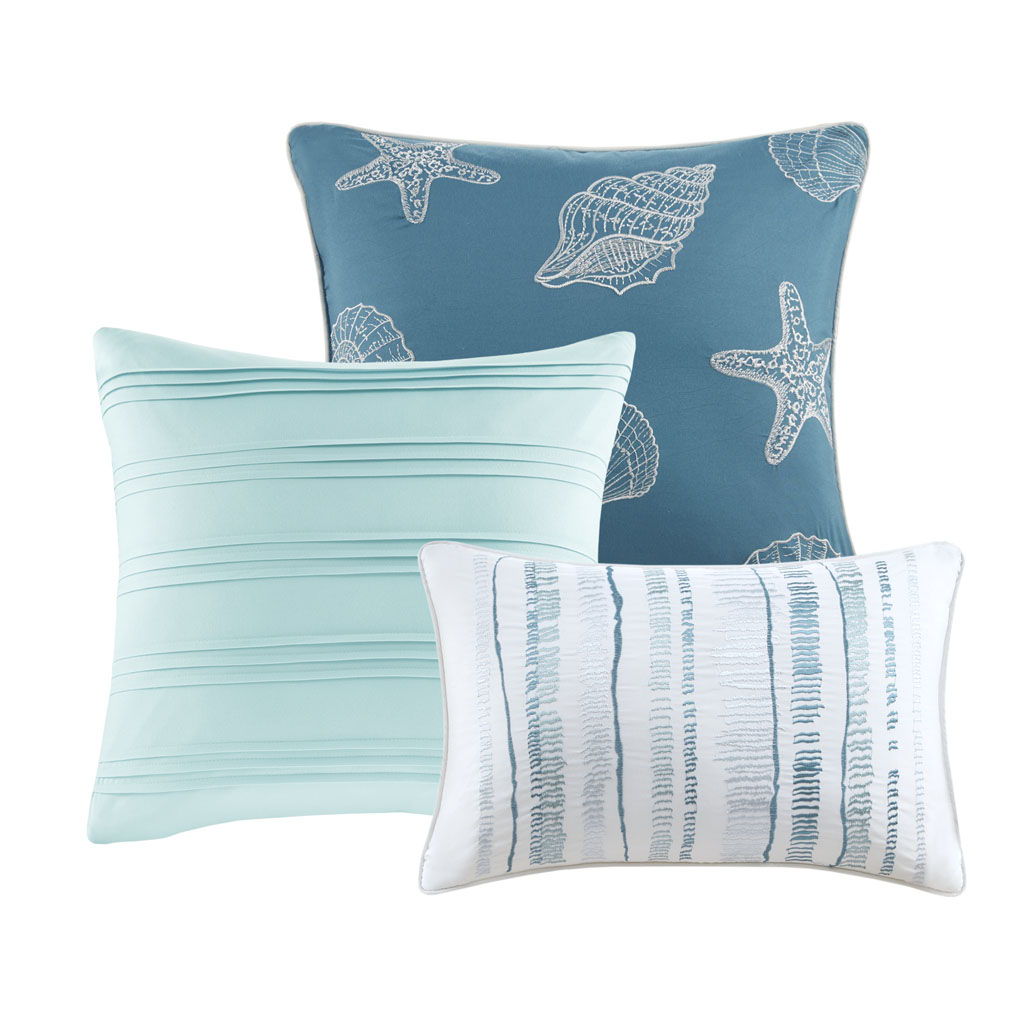 Marina - King 6 Piece Quilted Coverlet Set - Aqua