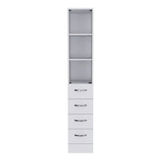 12" White Wood Freestanding Single Door Bathroom Vanity And Three Drawers