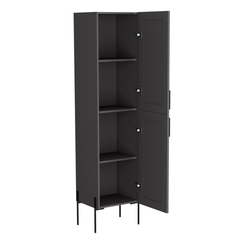 18" Gray Wood Freestanding Double Door Bathroom Vanity