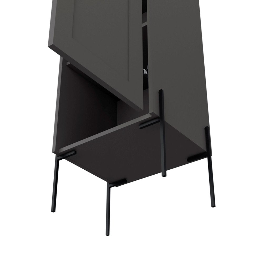 18" Gray Wood Freestanding Double Door Bathroom Vanity