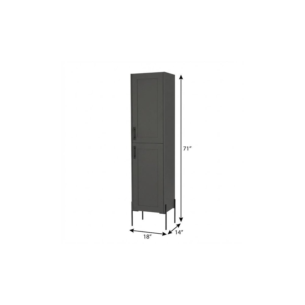 18" Gray Wood Freestanding Double Door Bathroom Vanity