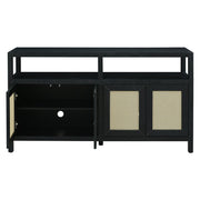 60" Black Wood Buffet Table With Four Doors