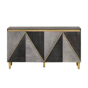 60" Gray Wood Buffet Table With Four Doors