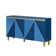 60" Navy Blue Wood Buffet Table With Four Doors