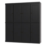 72" Black Solid Wood 8 Two Drawer Pantry Or Storage Closet