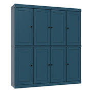 72" Teal Blue Solid Wood 8 Two Drawer Pantry Or Storage Closet
