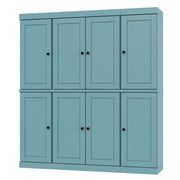 72" Aqua Solid Wood 8 Two Drawer Pantry Or Storage Closet