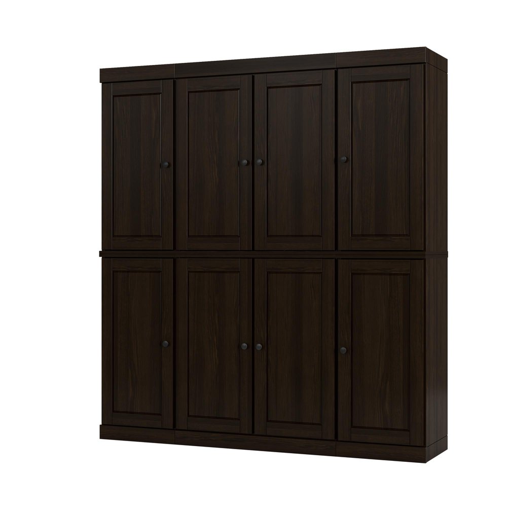 72" Espresso Solid Wood 8 Two Drawer Pantry Or Storage Closet