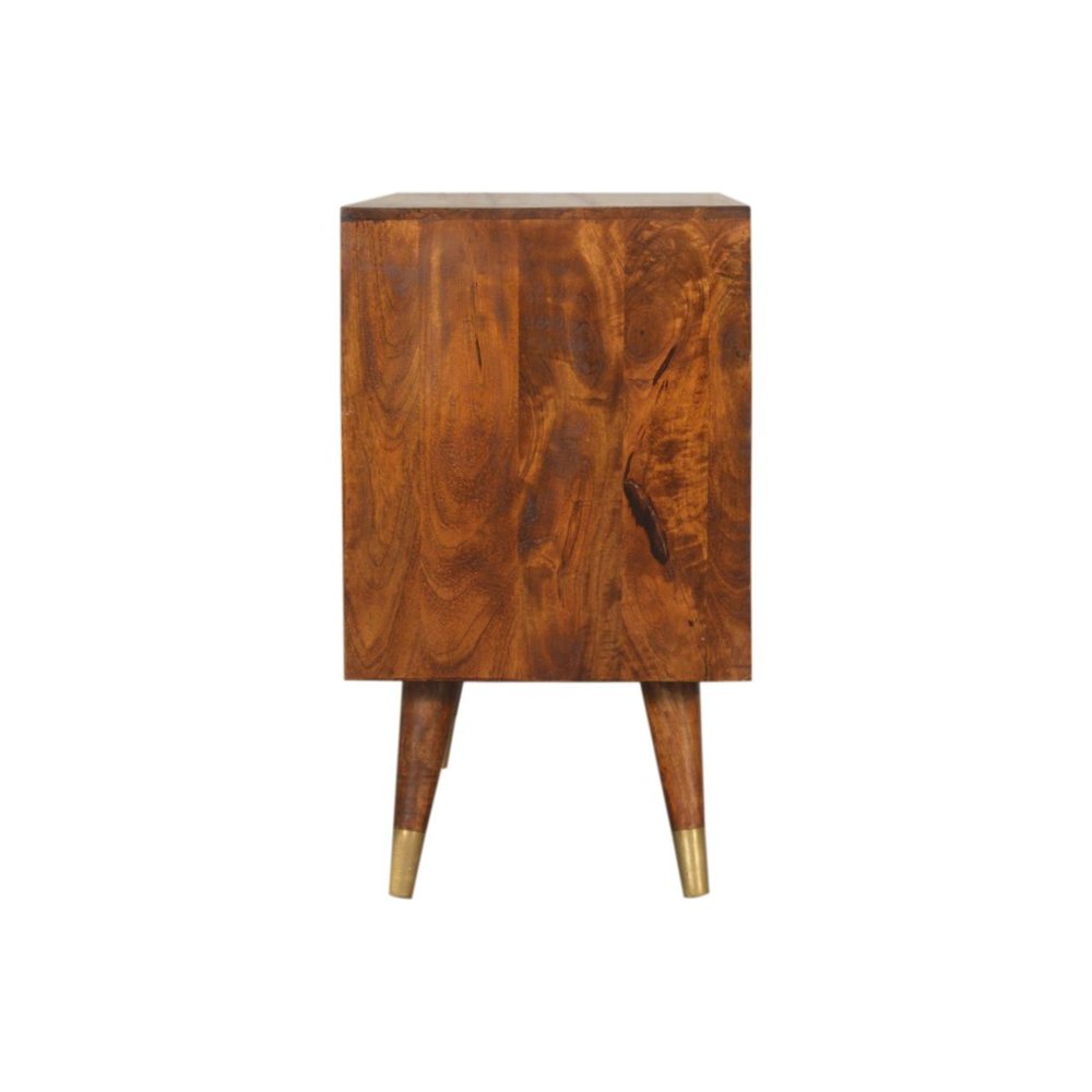33" Brown Solid Wood Four Drawer Sideboard