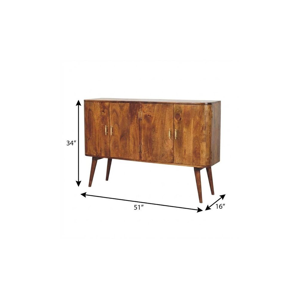 51" Brown Solid Wood Two Drawer Sideboard