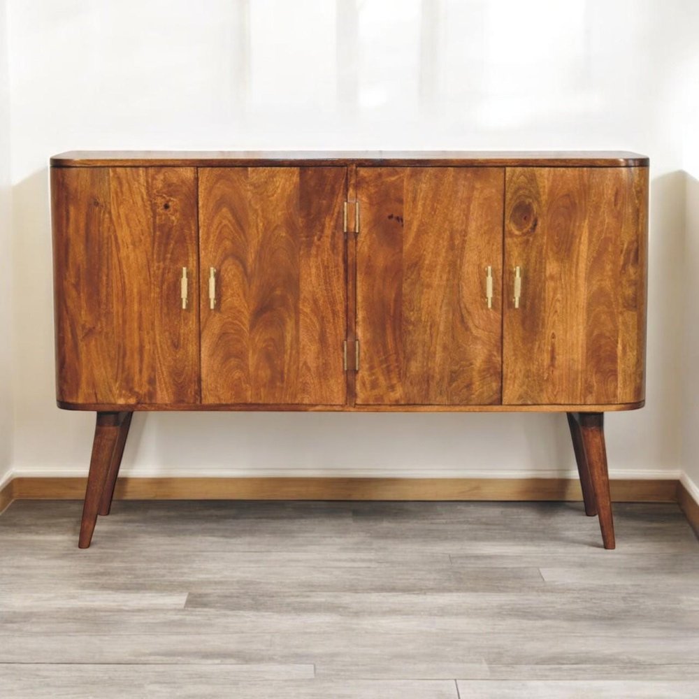 51" Brown Solid Wood Two Drawer Sideboard