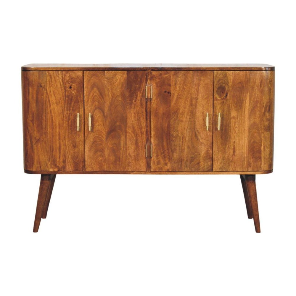 51" Brown Solid Wood Two Drawer Sideboard