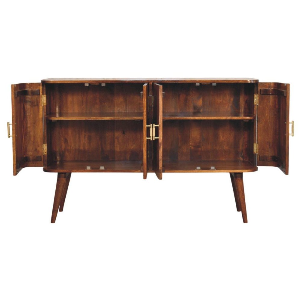 51" Brown Solid Wood Two Drawer Sideboard