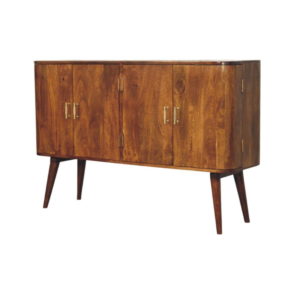 51" Brown Solid Wood Two Drawer Sideboard