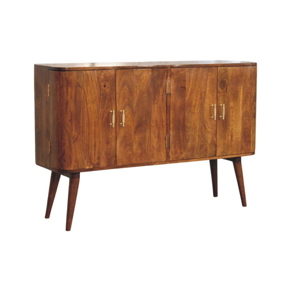 51" Brown Solid Wood Two Drawer Sideboard
