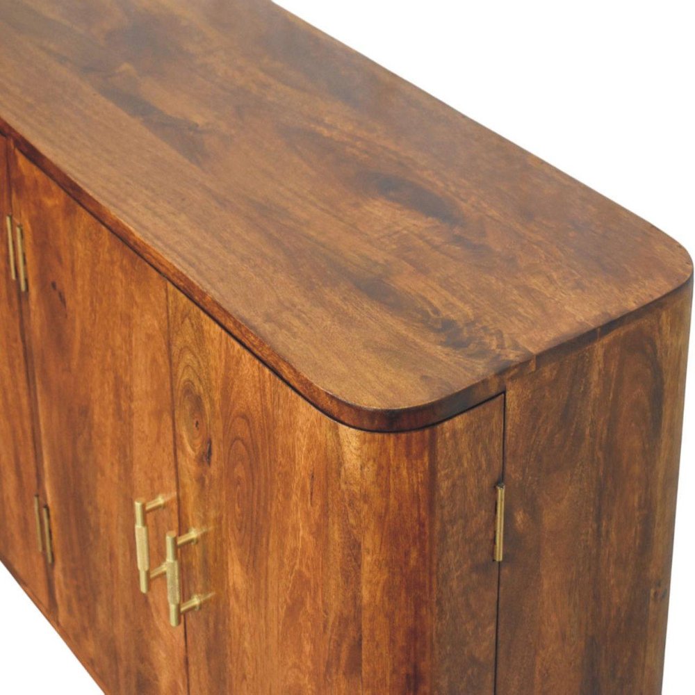 51" Brown Solid Wood Two Drawer Sideboard