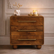 22" Brown Solid Wood Three Drawer Sideboard