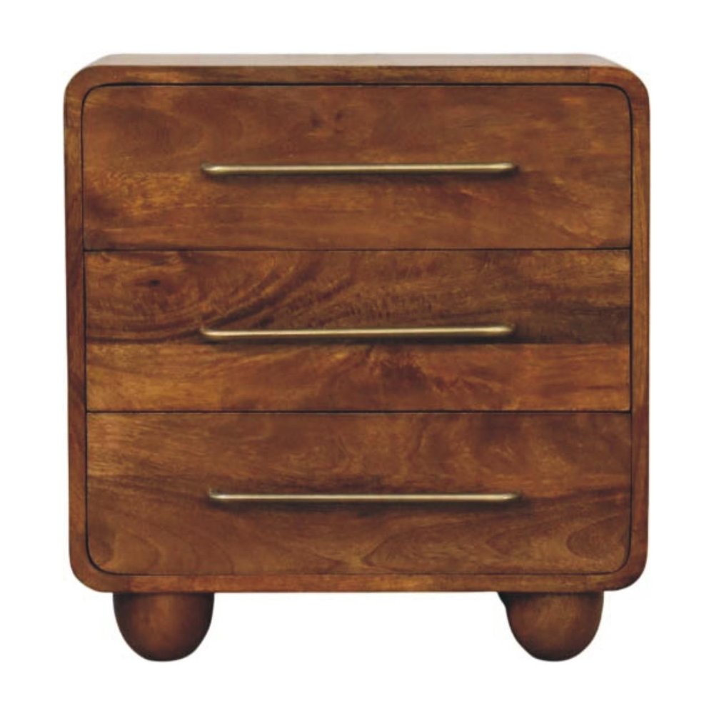 22" Brown Solid Wood Three Drawer Sideboard