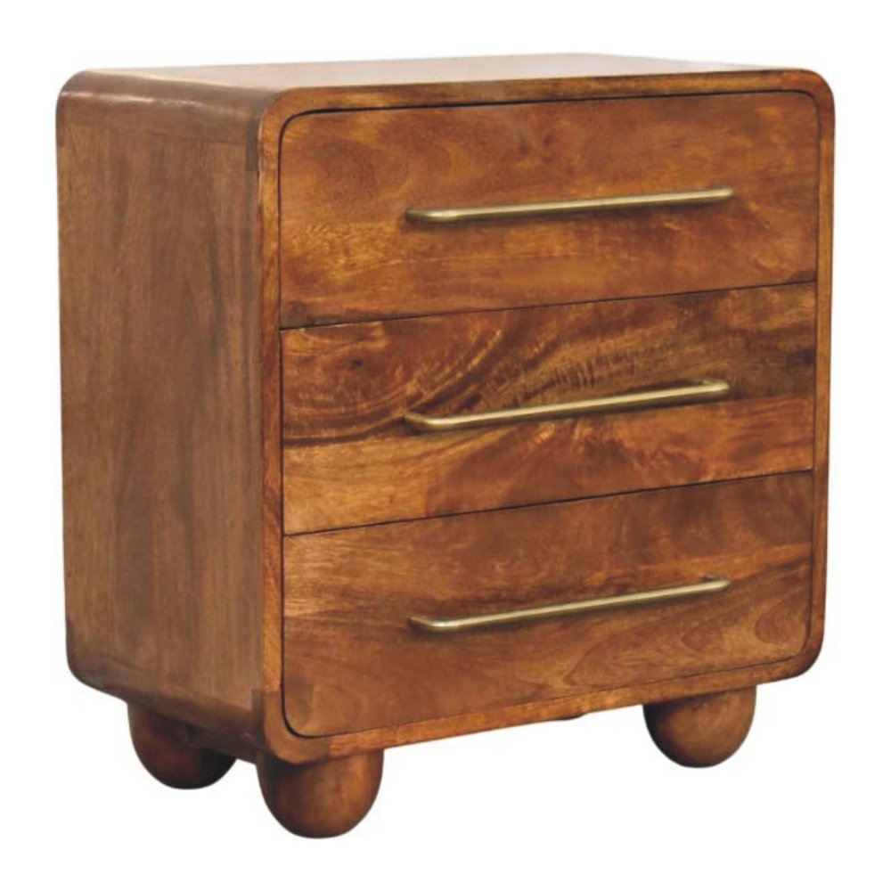 22" Brown Solid Wood Three Drawer Sideboard