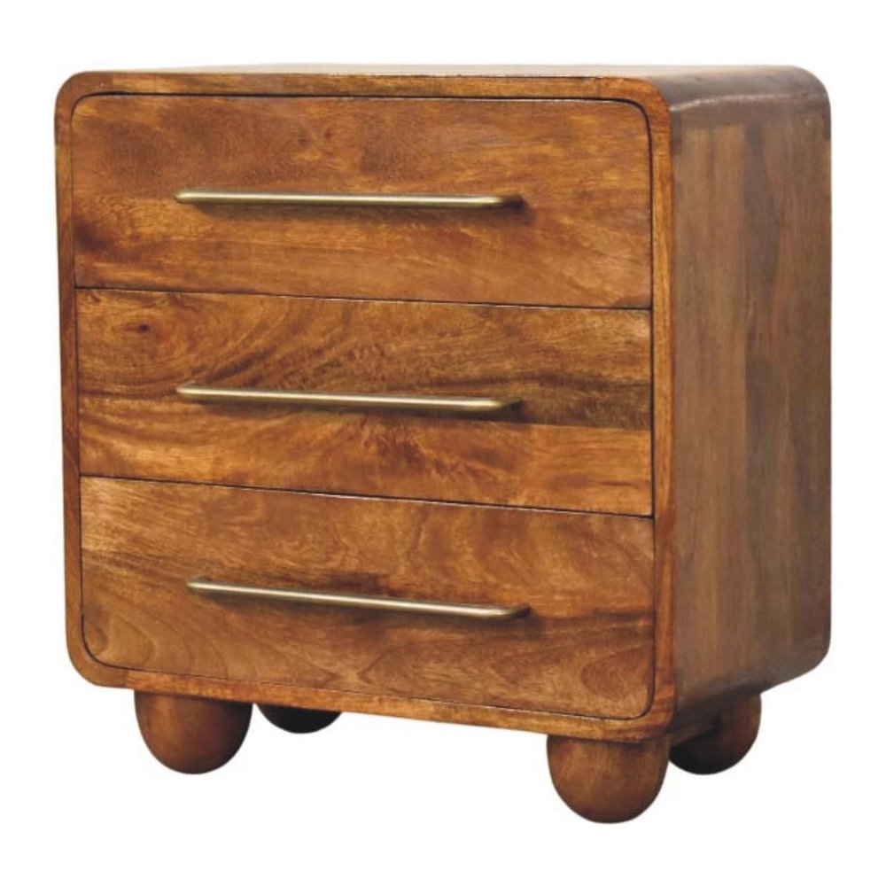22" Brown Solid Wood Three Drawer Sideboard
