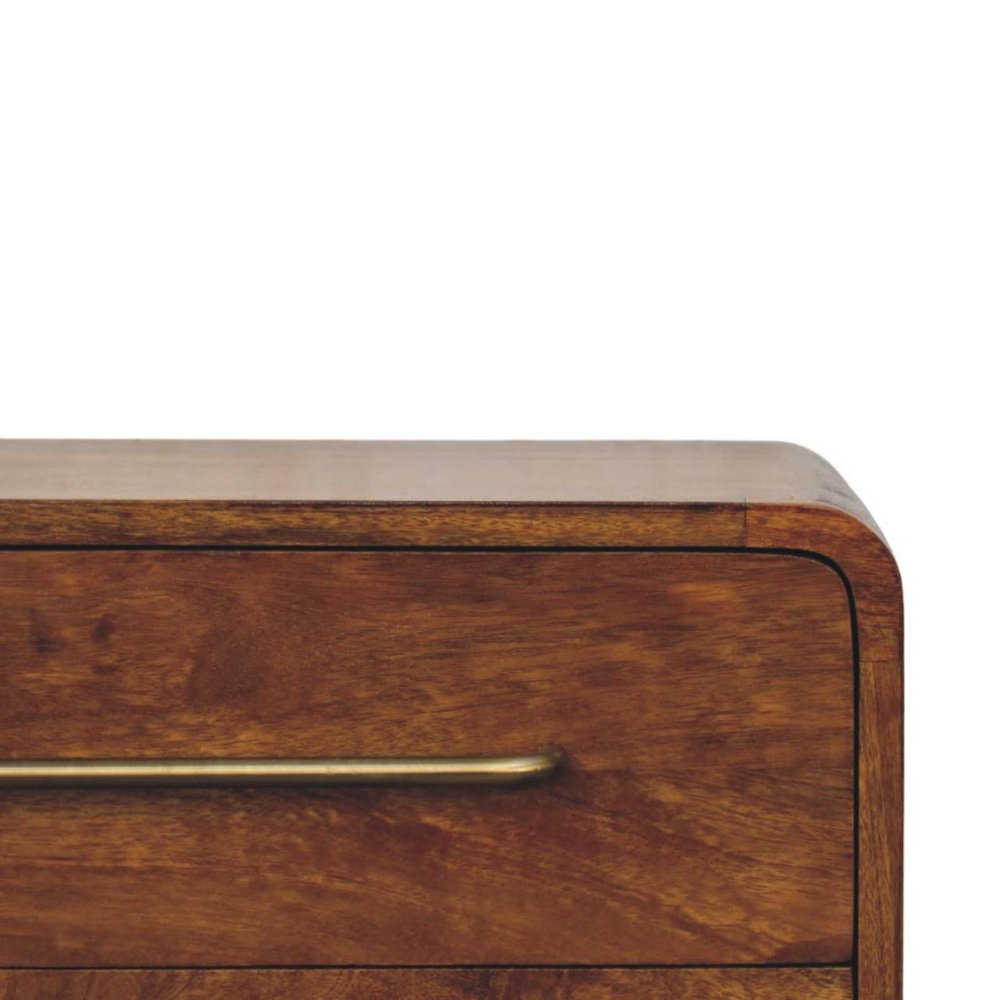 22" Brown Solid Wood Three Drawer Sideboard