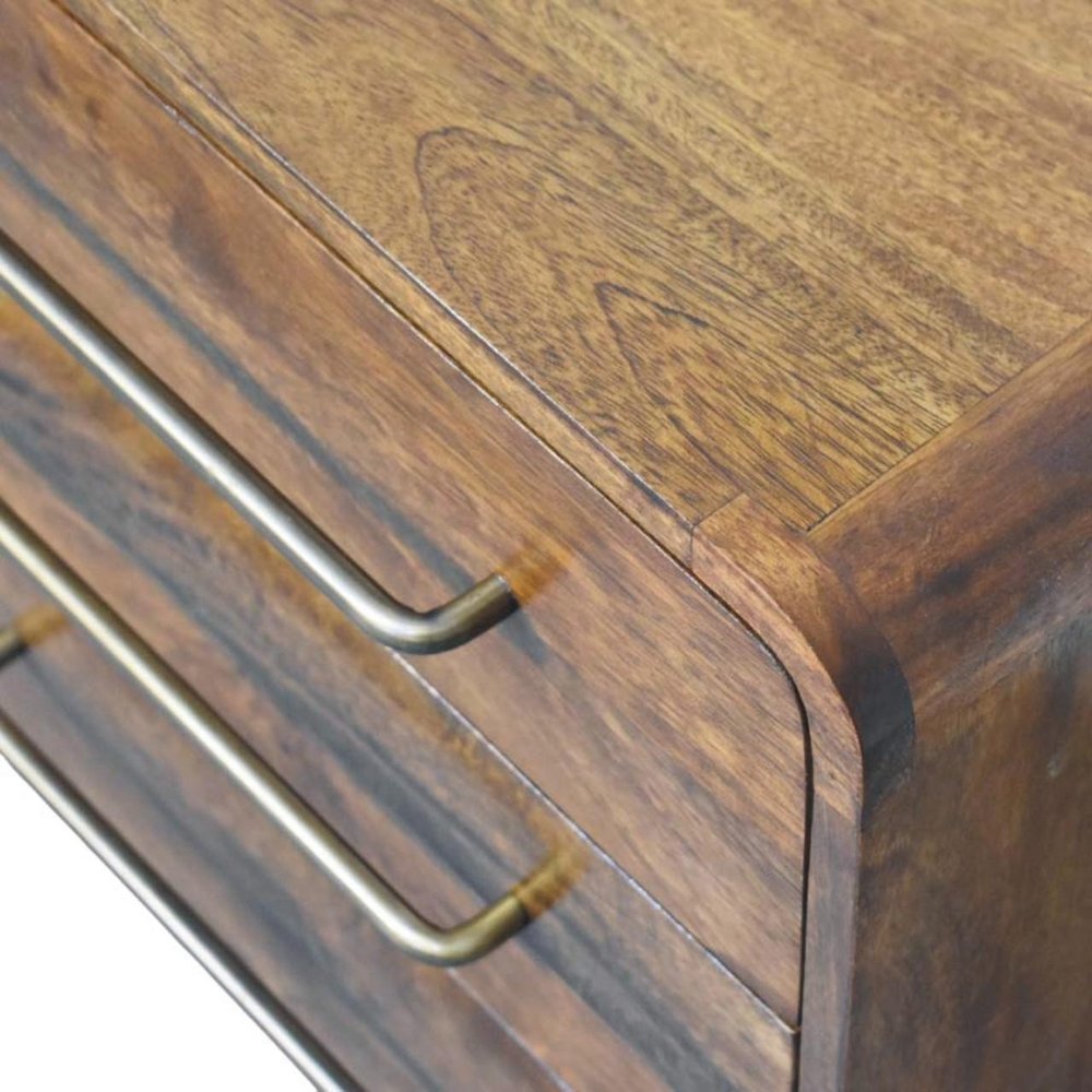 22" Brown Solid Wood Three Drawer Sideboard