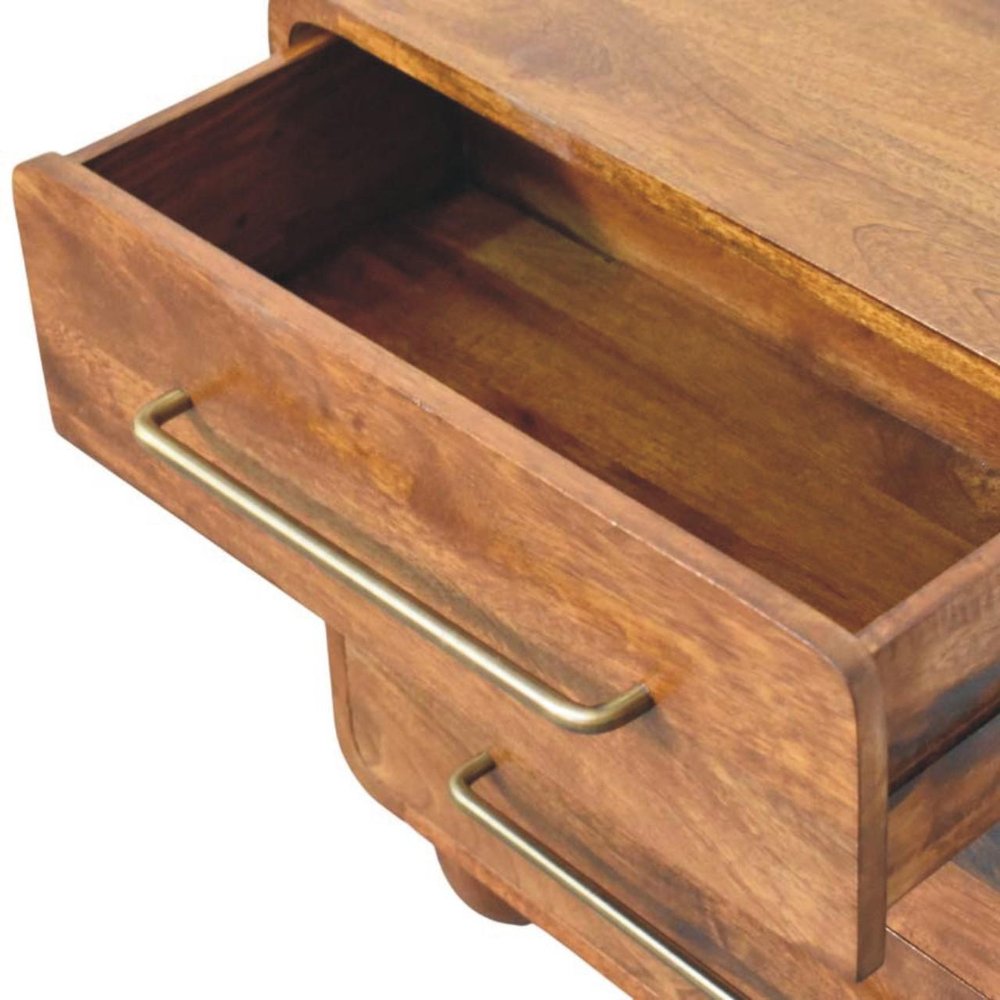 22" Brown Solid Wood Three Drawer Sideboard