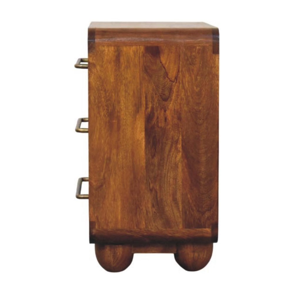 22" Brown Solid Wood Three Drawer Sideboard