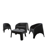 Four Piece Espresso Plastic Outdoor Patio Set With Table