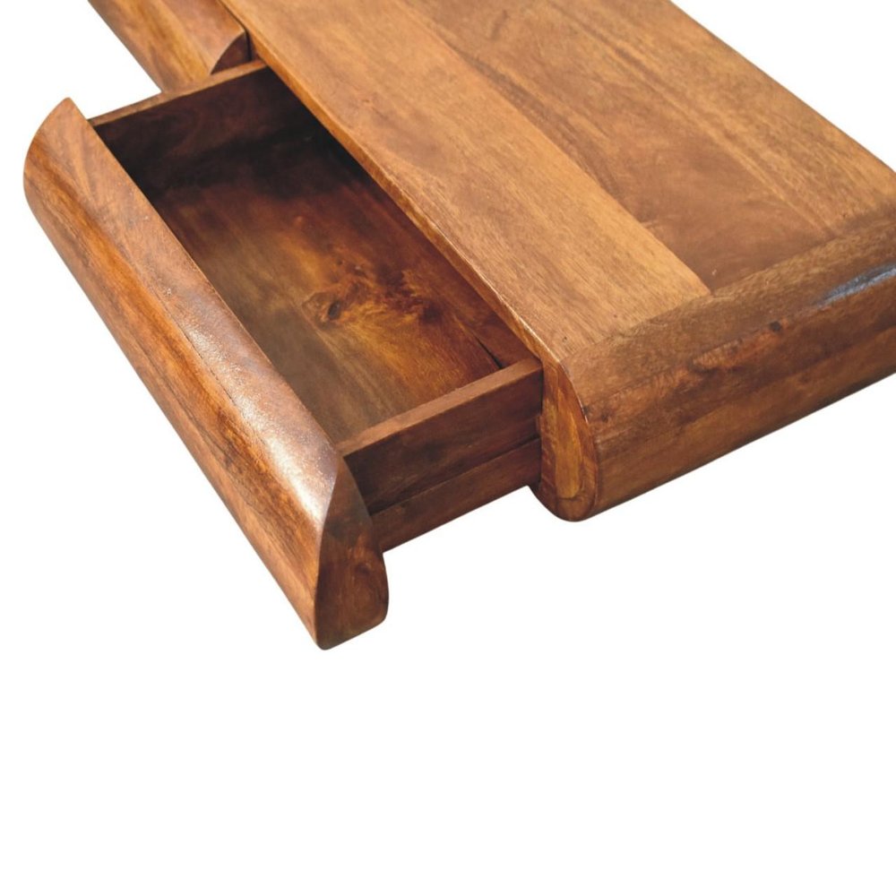 35" Brown Solid Wood Enclosed and Open Storage TV Stand