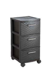 13" Espresso Plastic Square Accent Cabinet With Three Drawers