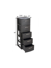 13" Espresso Plastic Square Accent Cabinet With Five Drawers