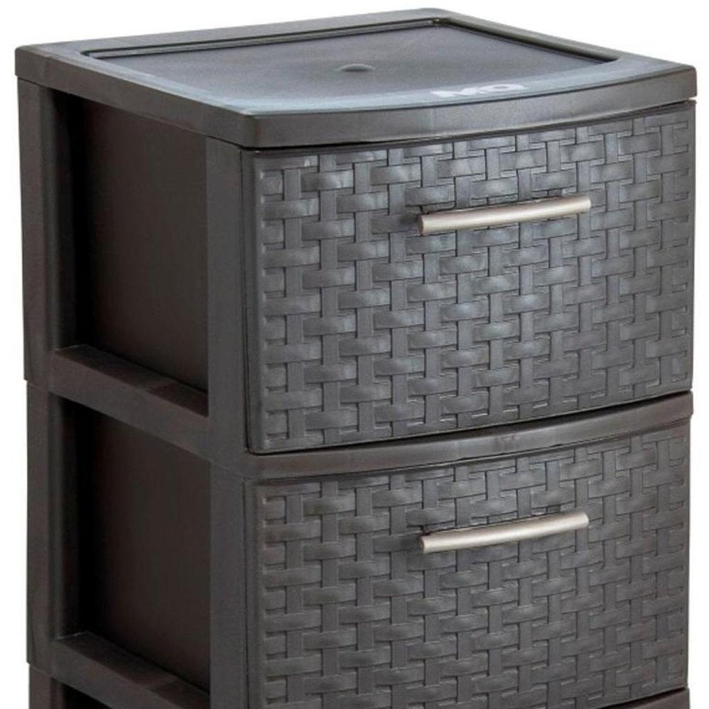 13" Espresso Plastic Square Accent Cabinet With Five Drawers