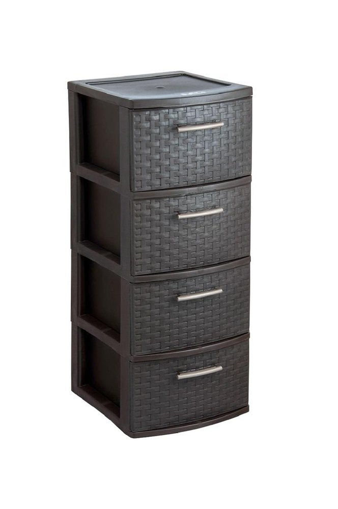 13" Espresso Plastic Square Accent Cabinet With Four Drawers