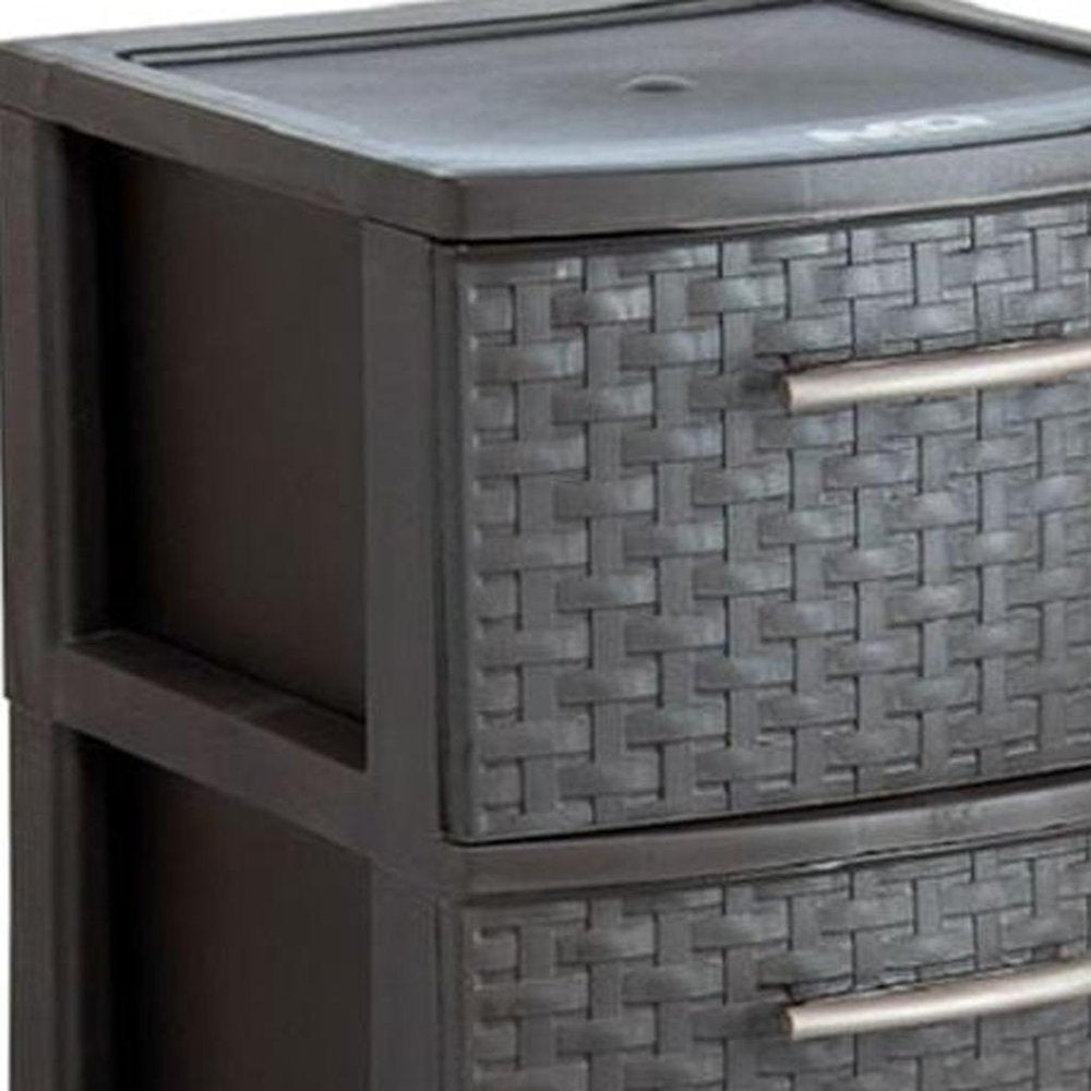 13" Espresso Plastic Square Accent Cabinet With Four Drawers