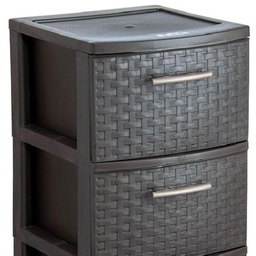 13" Espresso Plastic Square Accent Cabinet With Four Drawers