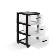 13" Black Plastic Square Accent Cabinet With Three Drawers
