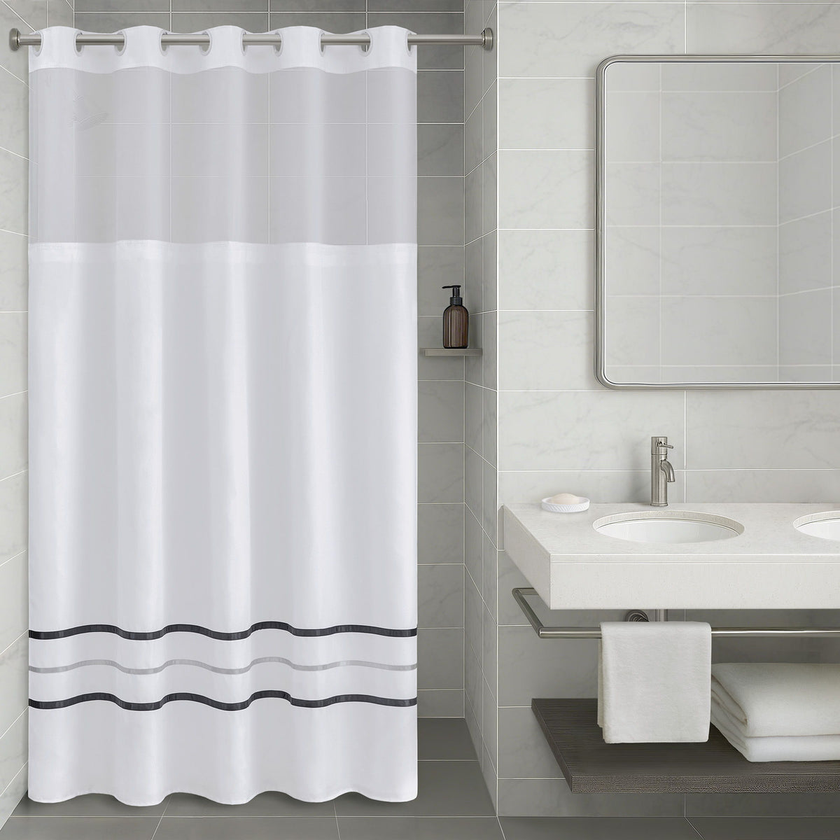 Plain Weave - Premium Shower Curtain Ribbon - White