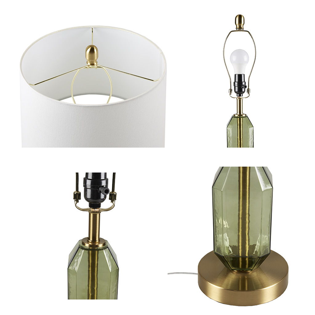 Zirconia - Faceted Green Glass Table Lamp - Green