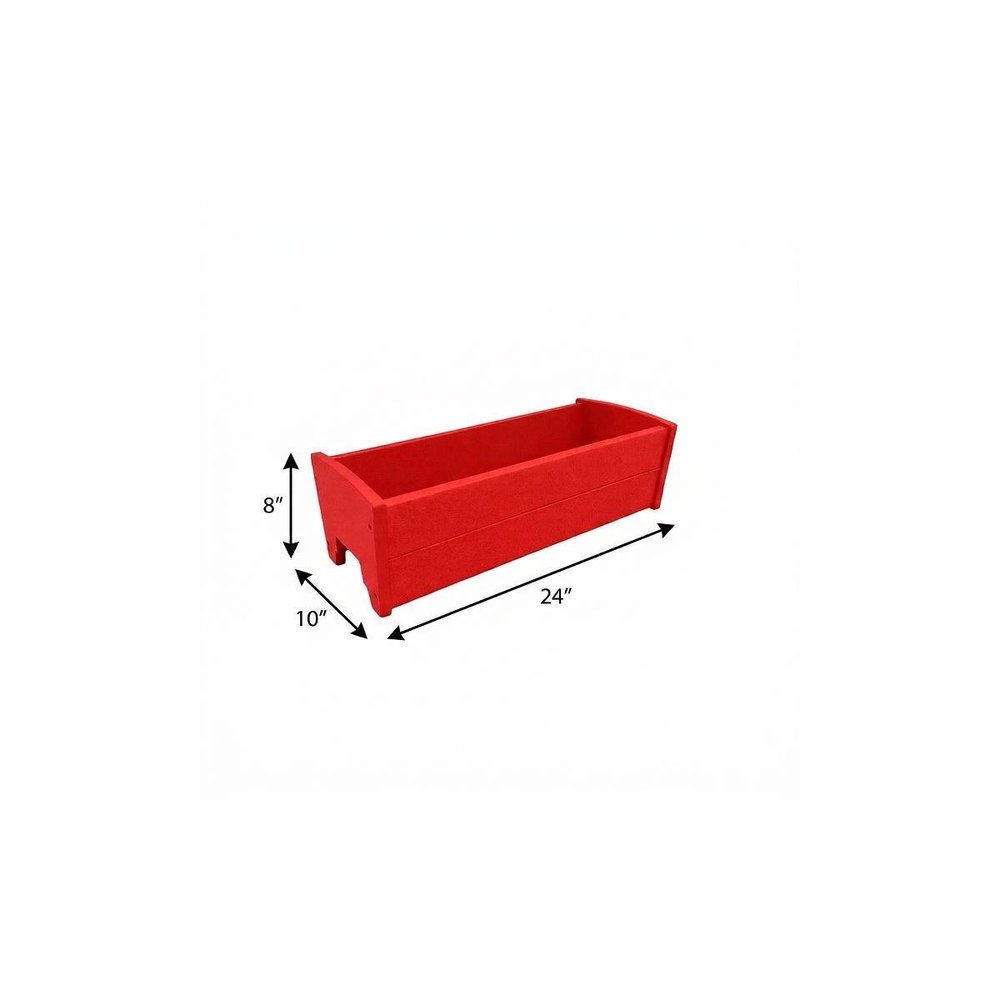 8" X 24" Black Heavy Duty Plastic Rectangular Railing Planter