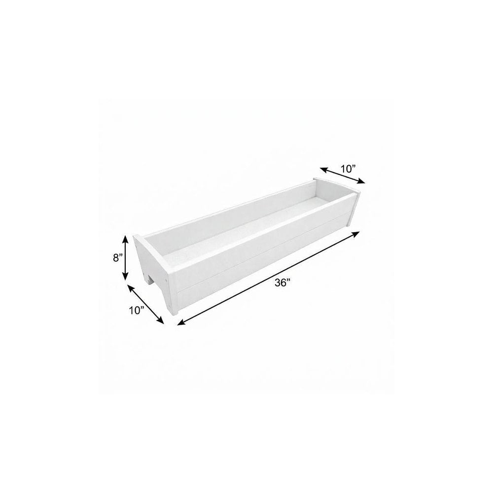 8" X 36" White Heavy Duty Plastic Rectangular Railing Planter