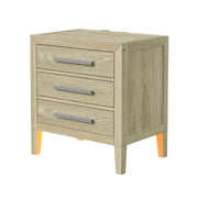 Adeline - 3 Drawers Nightstand With USB & LED Light - Natural Wood Wash