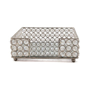8" Silver Iron And Crystal Flat Napkin Holder