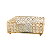 8" Gold Iron And Crystal Flat Napkin Holder